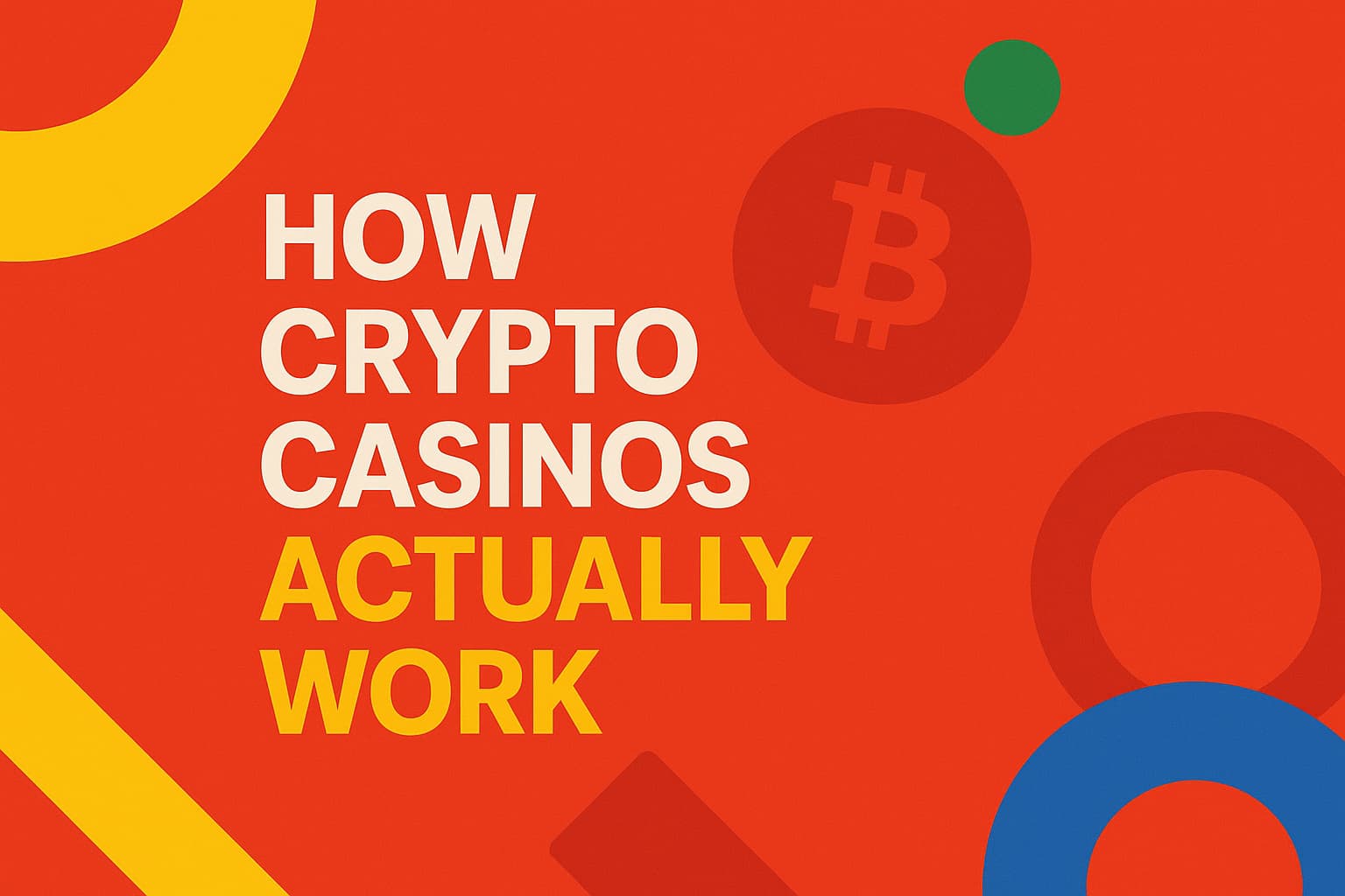 How crypto casinos actually work on a red background with a bitcoin logo