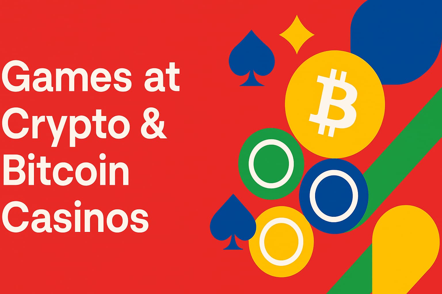 games at crypto bitcoin casinos on a red background with casino chips, one with a bitcoin logo